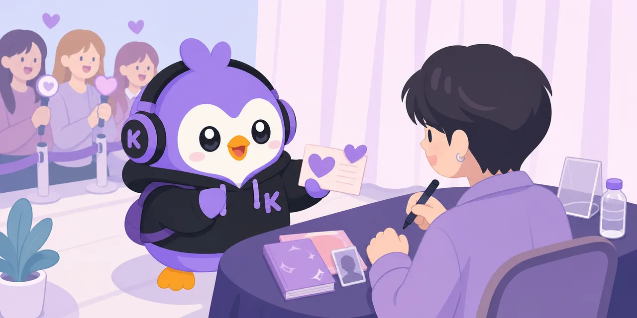 K-BI practicing Korean at a K-pop fansign table